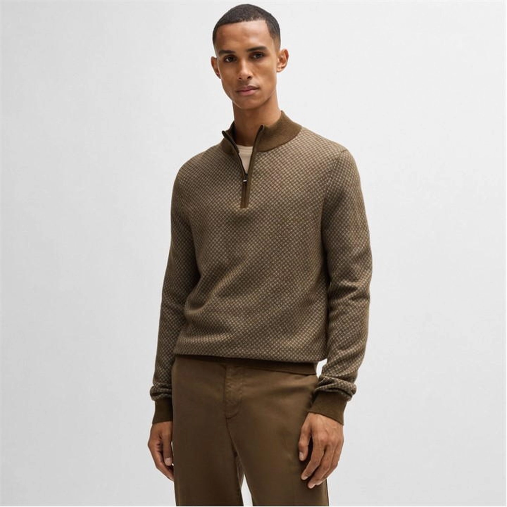 Hugo Boss H-Eltorino Quarter-Zip Sweater - Green